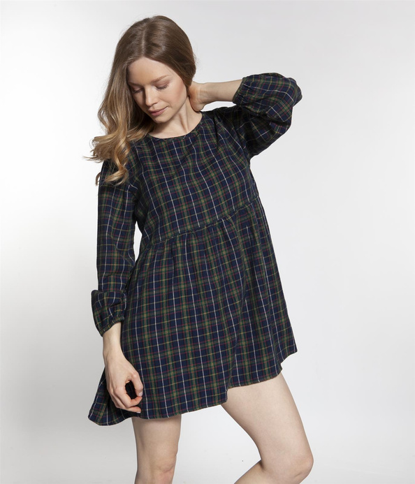 Sukienka w kratkę LAUREN 6100 NAVY