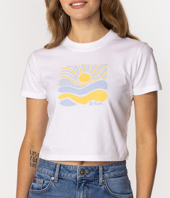 T-shirt damski z nadrukiem SUN 1160 WHITE BLUE