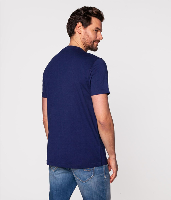 T-shirt regular z brandowanym napisem LOGO BLOCK 3933 MEDIEVAL BLUE