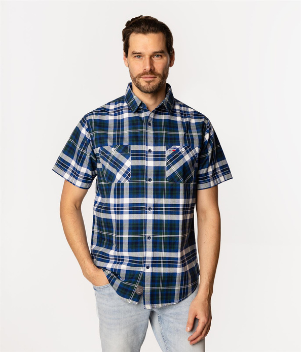 Koszula męska regular z krótkim rękawem WESLEY2 1105 GREEN