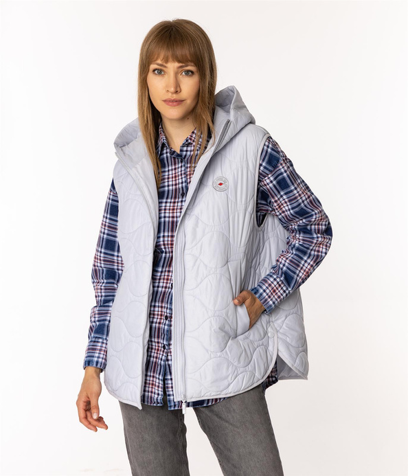 Kamizelka damska oversize z kapturem IDA 8912 NIMBUS CLOUD