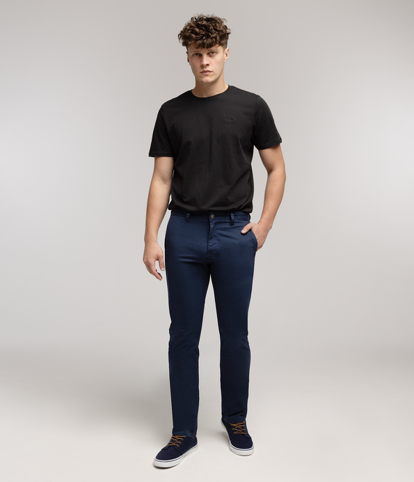 Niedenimowe spodnie męskie chino comfort TEMS 4027 NAVY BLAZER