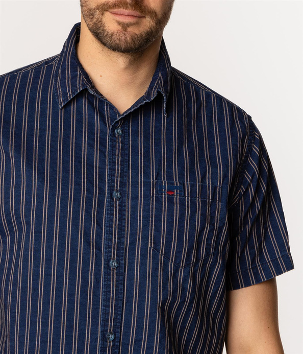 Koszula męska regular z krótkim rękawem WILL2 1121 DENIM INDIGO