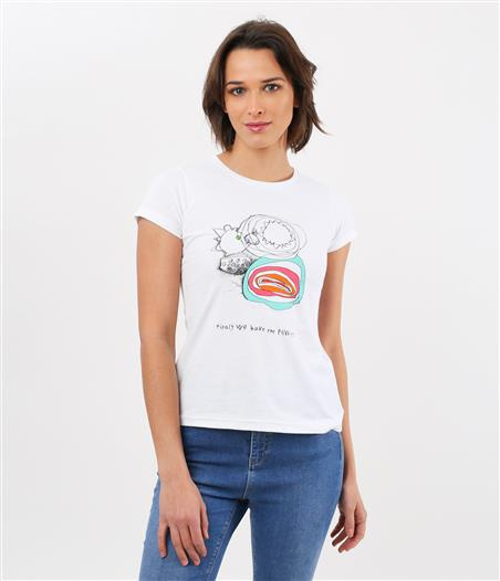Dopasowany t-shirt  z nadrukiem POWER 1010 WHITE