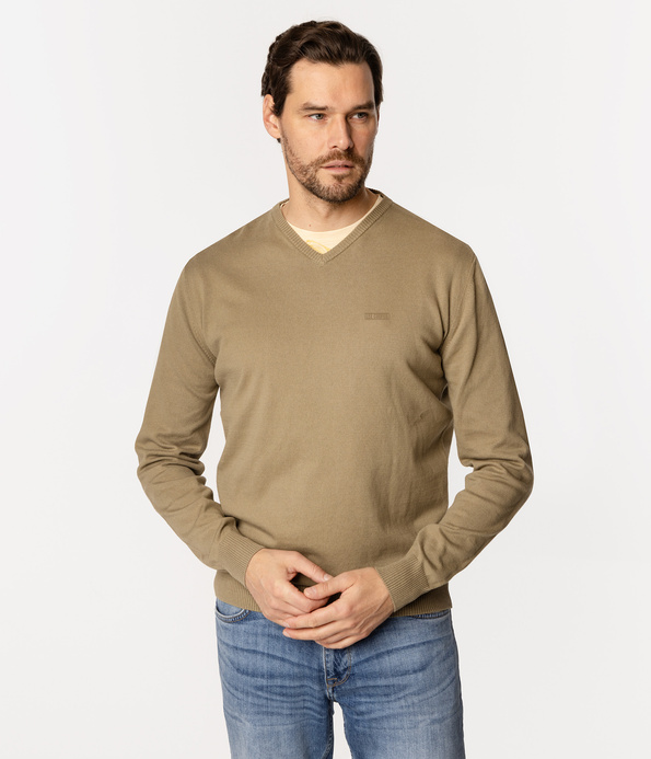 Sweter z bawełny organicznej ADAM ORGANIC COVERT GREEN