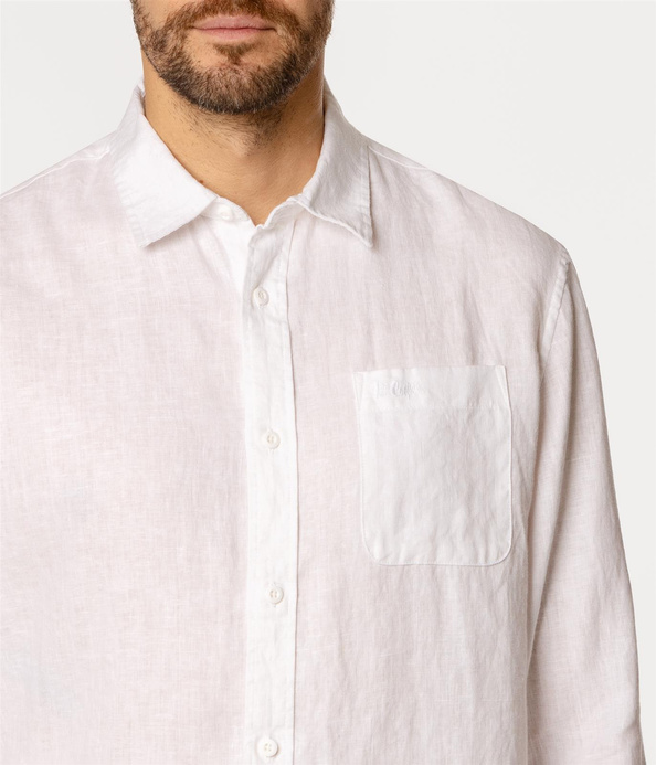 Lniana koszula męska regular z długim rękawem ROGER 2020 WHITE