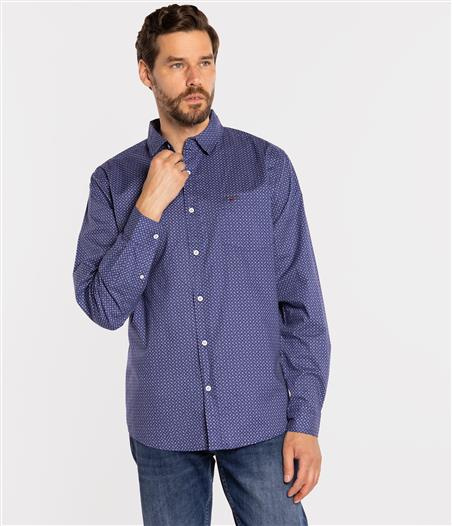 Koszula męska regular z mikroprintem MANUEL 8305 BLUE