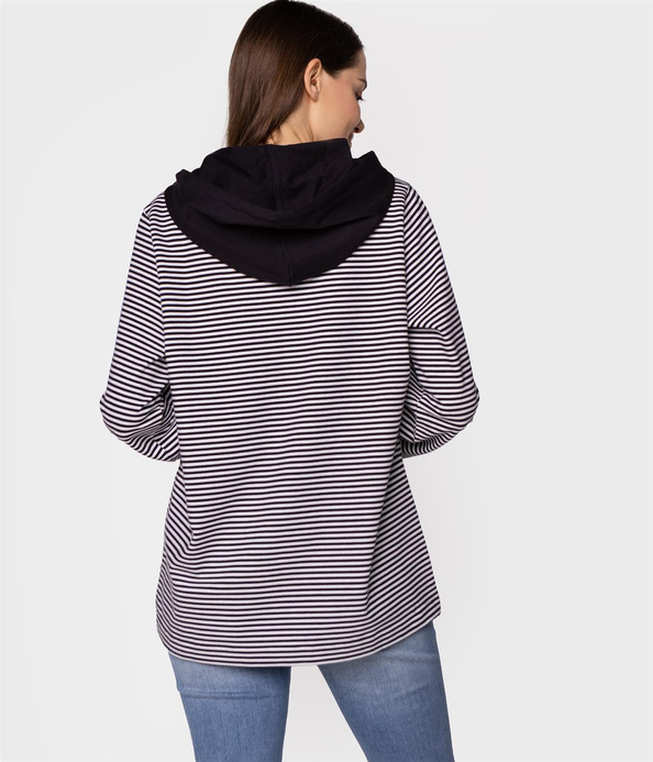 Rozpinana bluza damska w paski z kapturem ERNA 4509 NAVY