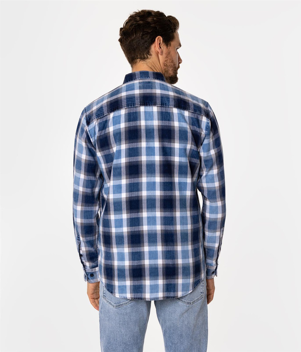 Koszula męska regular w kratę SCOTT 5736 BLUE INDIGO