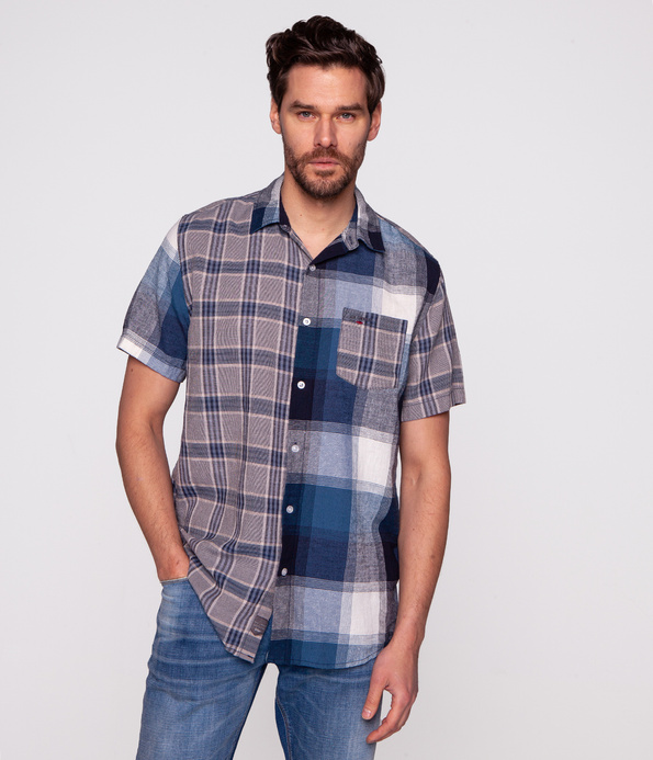 Koszula męska regular w kratę COLEN2 8225 BLUE