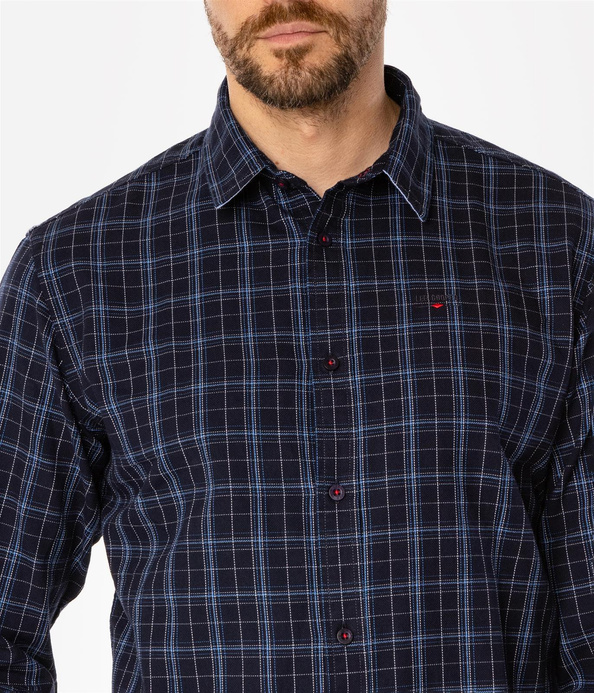 Koszula męska regular w kratę REY 15KZ NAVY