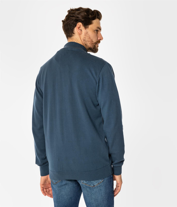 Rozpinany sweter męski ze stójką FARO 4380 INDIAN TEAL