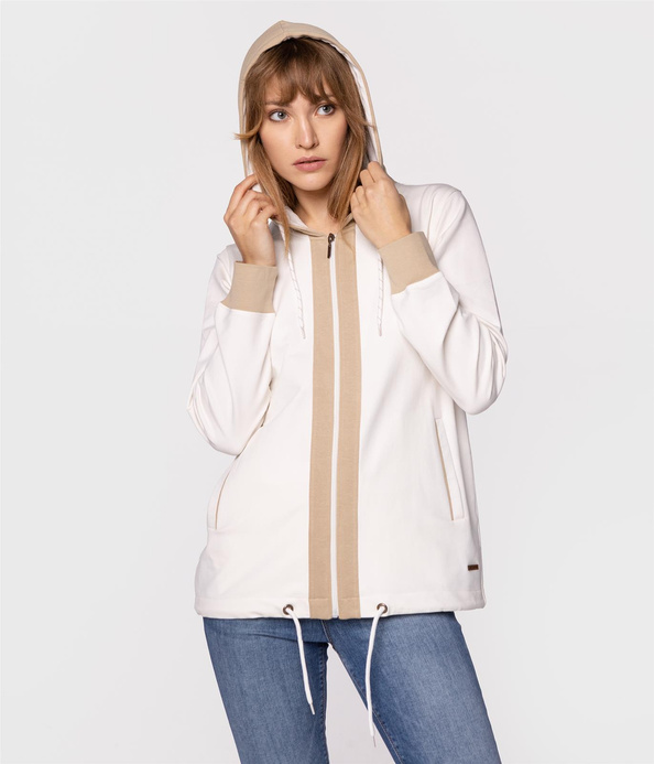 Rozpinana bluza damska z kapturem ALEXIA 4510 OFF WHITE