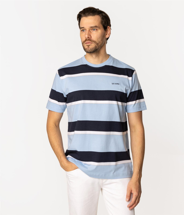 T-shirt męski w poziome paski NADER 5066 BLUE