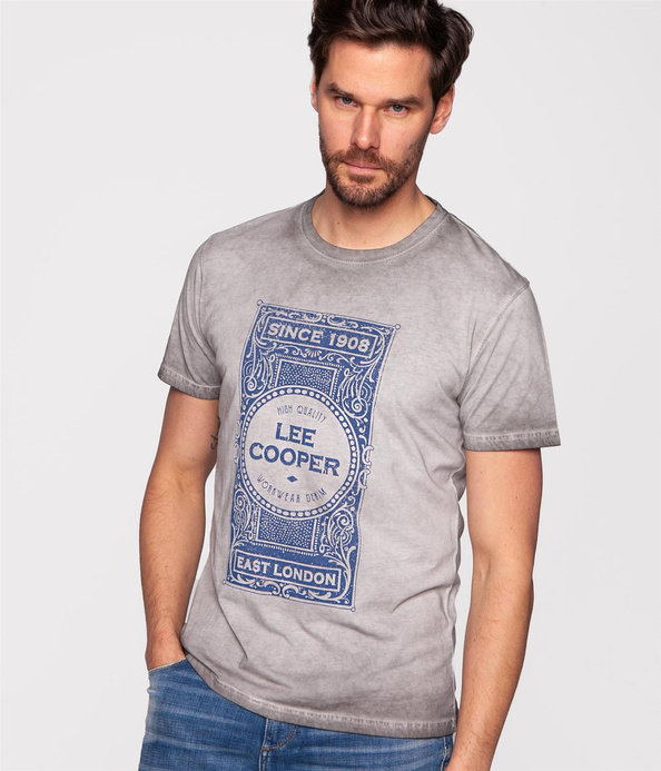 T-shirt slim z brandowanym nadrukiem VINTAGE2 6060 GREY