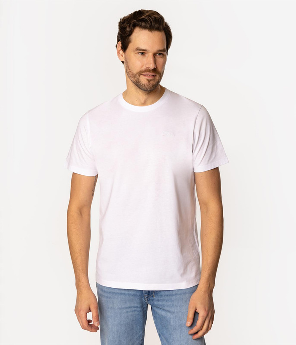 T-shirt z małym haftowanym logo OBUTCH 0875 WHITE
