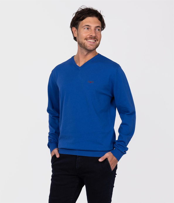 Sweter męski z bawełny organicznej ADAM ORGANIC TRUE BLUE