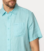 Lniana koszula męska regular z krótkim rękawem ROGER2 2020 CABANA BLUE