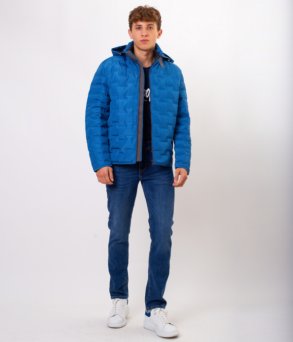 Kurtka puchowa z odpinanym kapturem FREDERIC 3276 BLUE CHECK