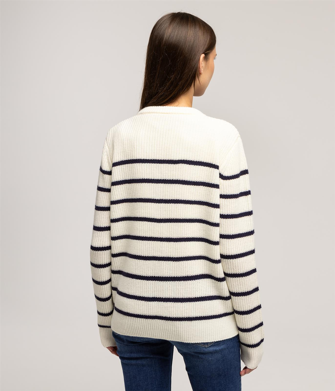 Kardigan w kontrastowe paski JOANA 8515 OFF WHITE - Lee Cooper