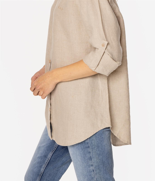 Lniana koszula damska regular z długim rękawem LINA 2020 ANCIENT SCROLL