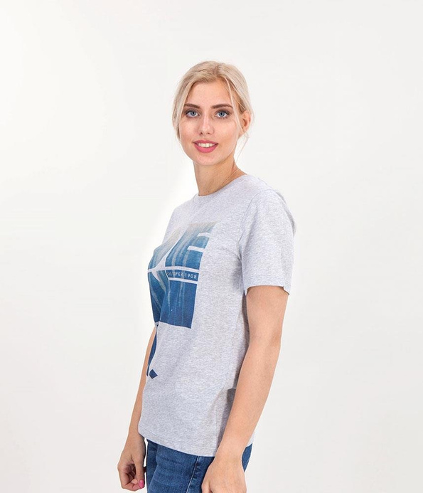 T-shirt z dużym nadrukiem DENIM 7817 GREY MELANGE
