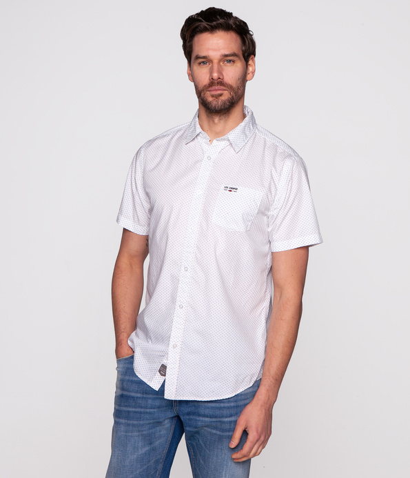 Koszula męska slim z mikroprintem COLIN2 8004 WHITE