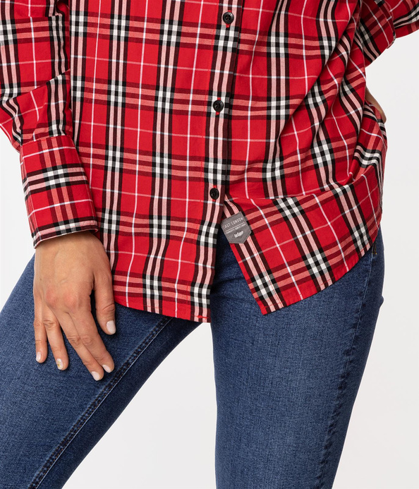 Koszula damska oversize w kratę LENA 2489 RED CHECK