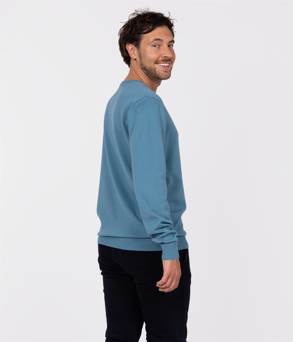 Sweter męski z bawełny organicznej ADAM ORGANIC STORM BLUE