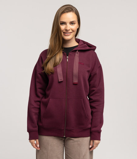 Rozpinana bluza oversize z kapturem LIDIA 5657 WINE