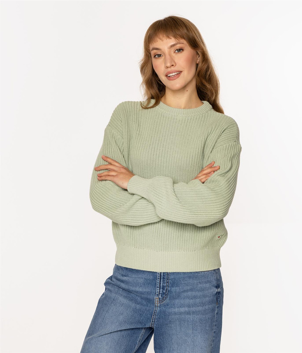Sweter z bawełny organicznej YANA ORGANIC CAMEO GREEN