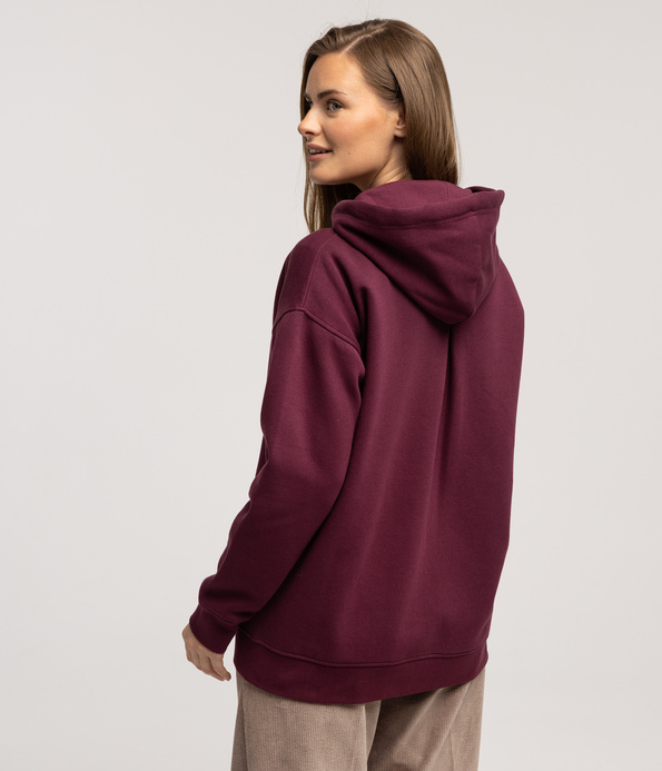 Rozpinana bluza oversize z kapturem LIDIA 5657 WINE