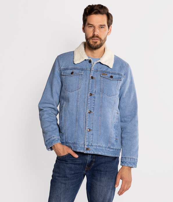 Jeansowa kurtka z futrzastym kołnierzem BERG 2023 LIGHT USED