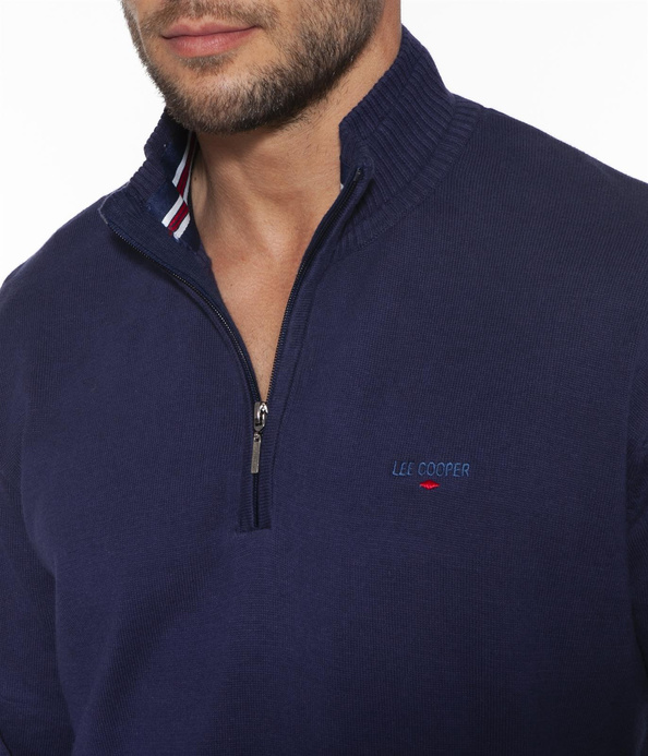 Golf męski z zapięciem pod szyją CHEN 3931 BLUE