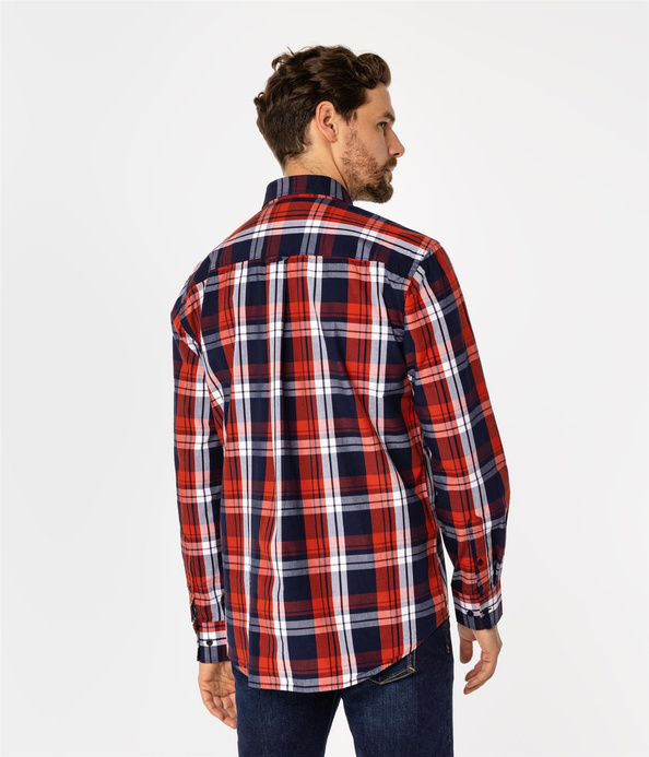 Koszula męska comfort w kratę NEW TENBY 02KZ RED