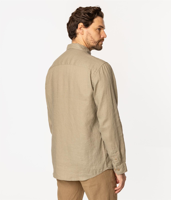 Lniana koszula męska regular z długim rękawem ROGER 2020 COVERT GREEN
