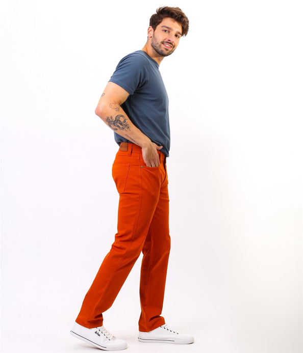 Niedenimowe spodnie męskie LC7504 2525 APRICOT ORANGE