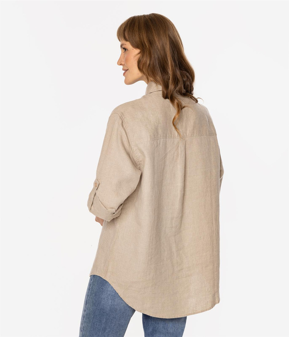 Lniana koszula damska regular z długim rękawem LINA 2020 ANCIENT SCROLL