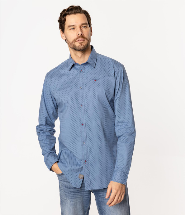 Koszula męska regular z długim rękawem REY ML48 BLUE