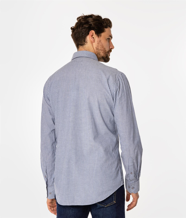 Koszula męska slim w pionowe paski MALT 44PZ BLUE