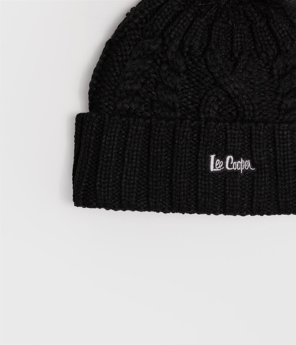 Czapka zimowa damska damska z pomponem 0100 BLACK