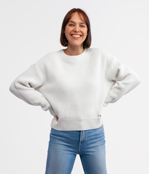 Sweter damski z bawełny organicznej YANA ORGANIC MARSHMALLOW