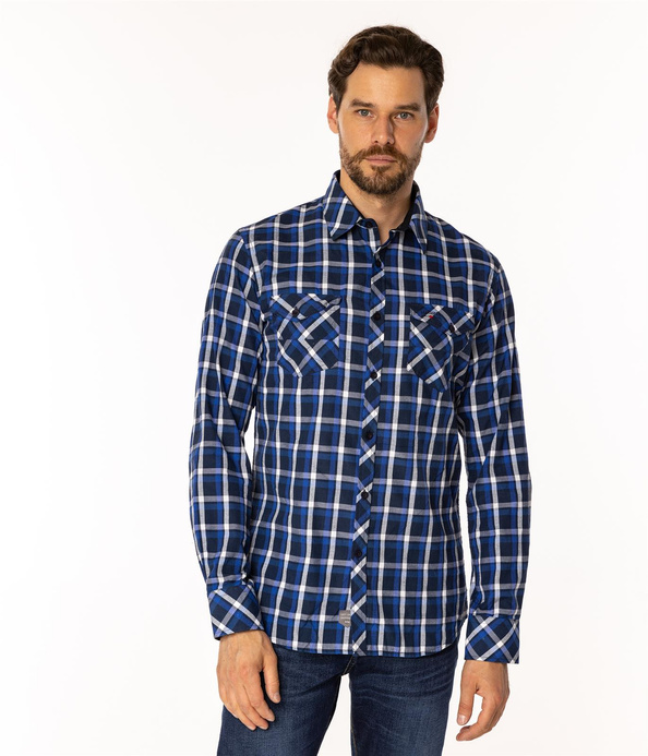 Koszula meska slim w kratę MALT 13KZ BLUE