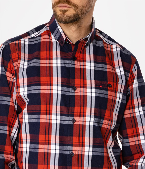 Koszula męska comfort w kratę NEW TENBY 02KZ RED