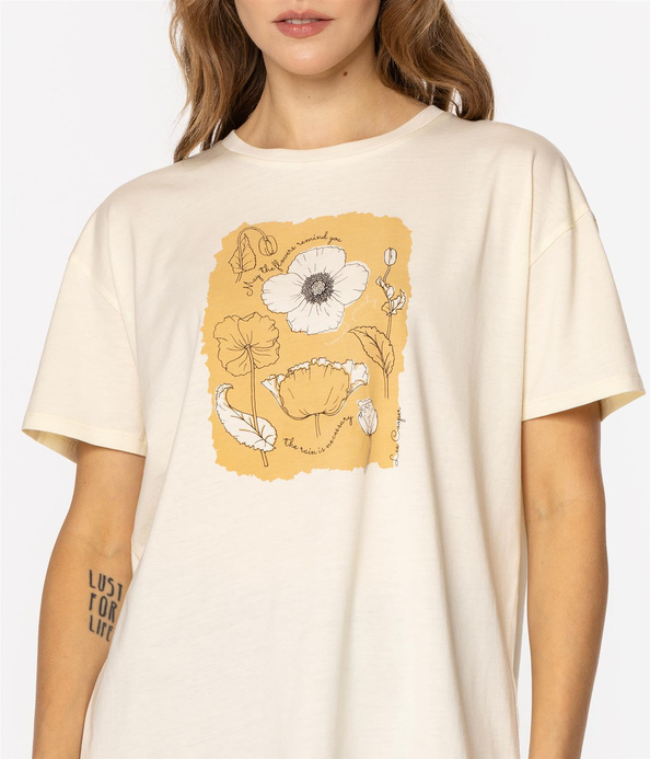 T-shirt damski z nadrukiem FLOWERS7 1145 SOLITARY STAR