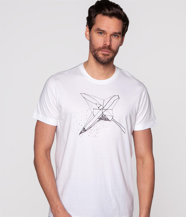 T-shirt regular z nadrukami GALAXY 1010 WHITE