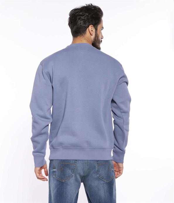 Bluza męska z okrągłym nadrukiem RECORD 2050 DENIM BLUE