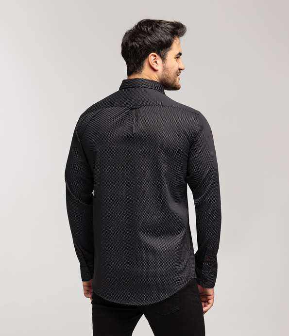 Koszula męska regular z długim rękawem REY 59ZM BLACK