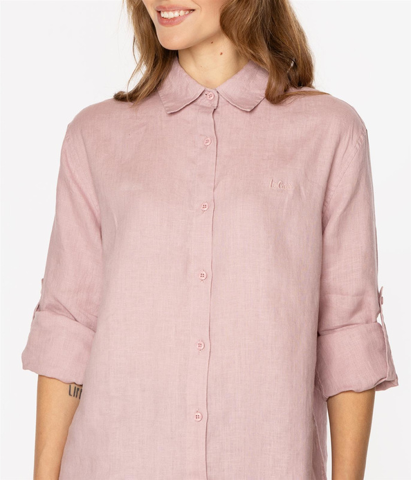 Lniana koszula damska regular z długim rękawem LINA 2020 PEACH WHIP