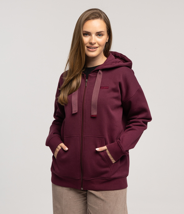 Rozpinana bluza oversize z kapturem LIDIA 5657 WINE